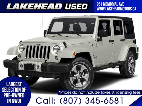 Photo of Used 2016 Jeep WRANGLER UNLIMITED   for sale at Lakehead Motors Ltd in Thunder Bay, ON